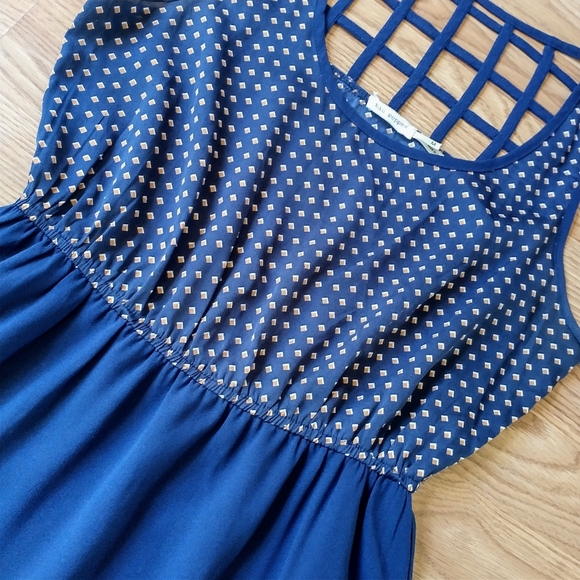 Anthropology Blu Pepper Women’s Size Medium Blue Sundress Dress Lattice Back - Picture 10 of 10